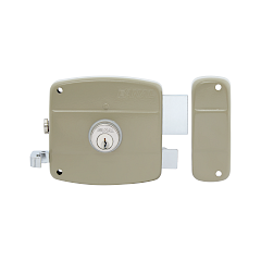 Cerradura de Sobreponer 101 Sencilla Derecha · Cilindro Suelto · Beige