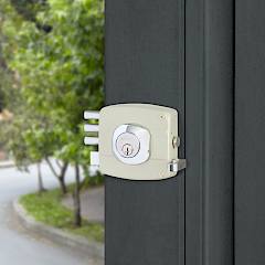 Cerradura de Sobreponer 101 Triple Izquierda · Cilindro Suelto · Beige