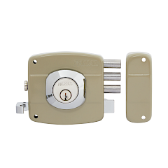 Cerradura de Sobreponer 101 Triple Derecha · Cilindro Suelto · Beige