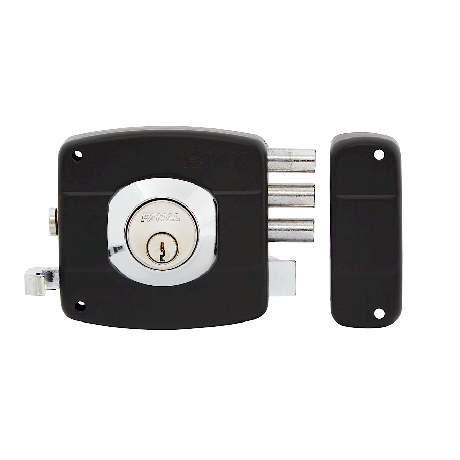 Cerradura de Sobreponer 101 Triple Derecha · Cilindro Suelto · Negro