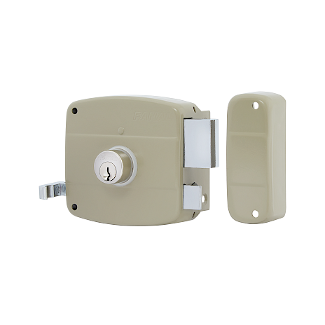 Cerradura de Sobreponer 101 Sencilla Izquierda · Cilindro Fijo · Beige